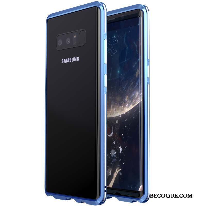 Samsung Galaxy Note 8 Protection Bleu Étui Coque Border Métal