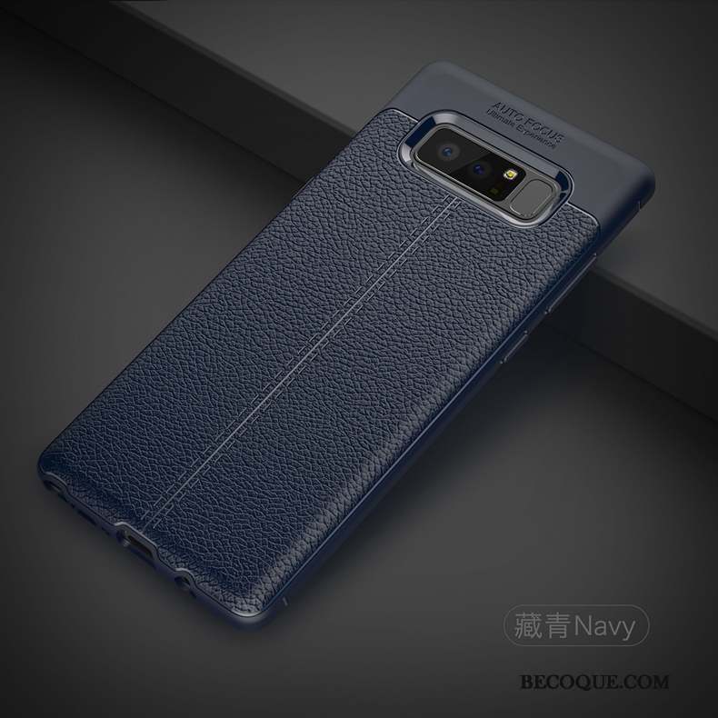 Samsung Galaxy Note 8 Tendance Bleu Litchi Coque De Téléphone Protection