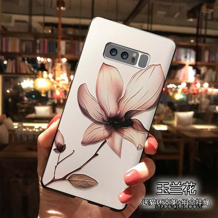 Samsung Galaxy Note 8 Tendance Fleur Coque De Téléphone Ornements Suspendus Fleurs Blanc