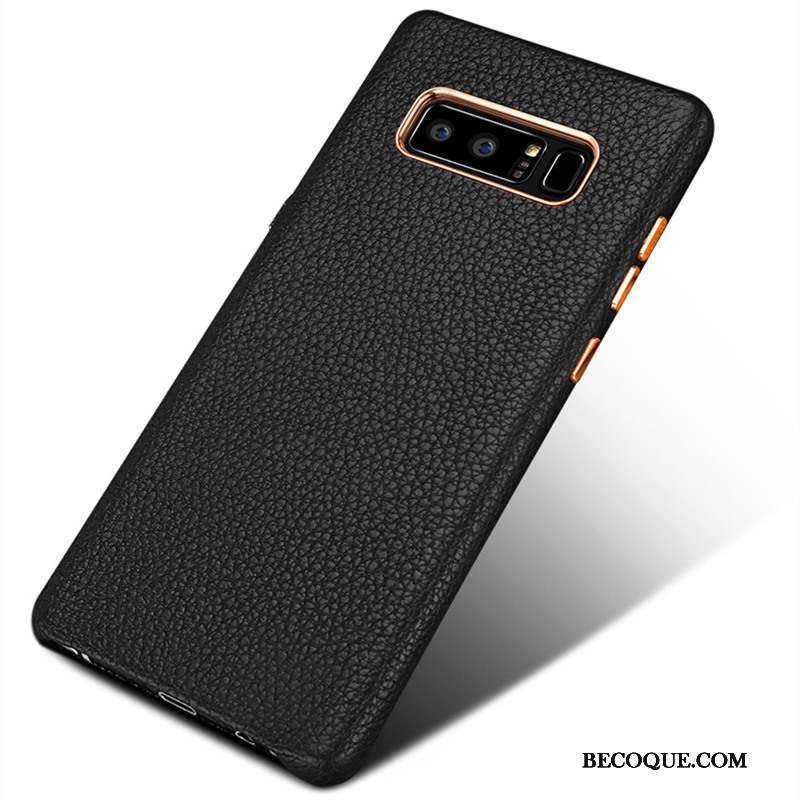 Samsung Galaxy Note 8 Tout Compris Business Incassable Noir Coque Cuir Véritable