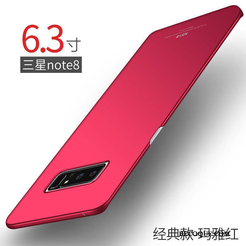 Samsung Galaxy Note 8 Très Mince Coque De Téléphone Rouge Difficile Délavé En Daim Tout Compris