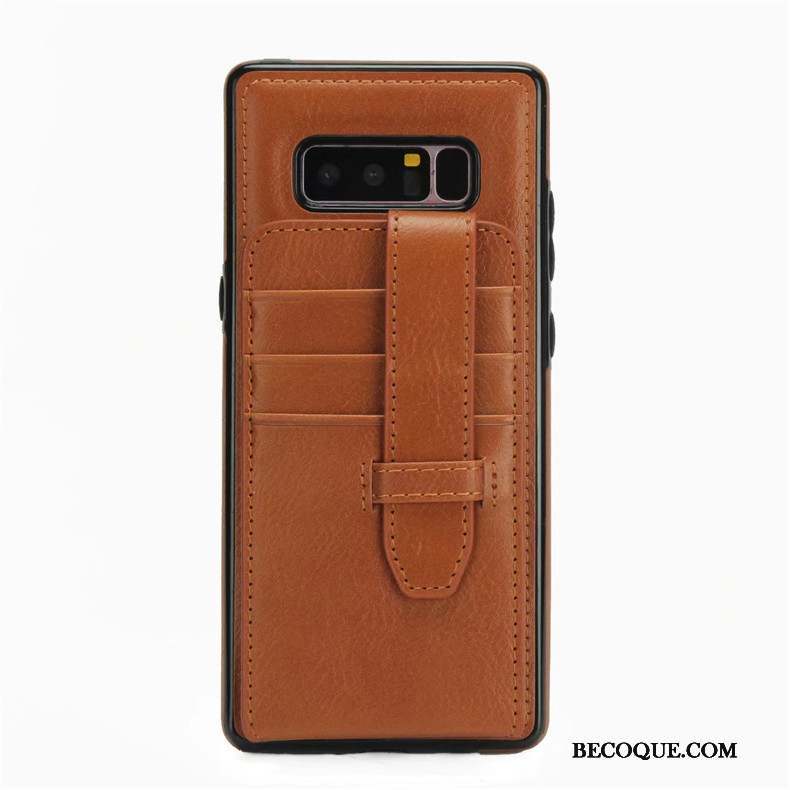 Samsung Galaxy Note 8 Téléphone Portable Incassable Marron Coque Ornements Suspendus Portefeuille
