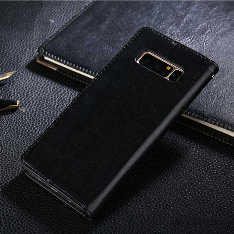 Samsung Galaxy Note 8 Étui En Cuir Coque De Téléphone Housse Protection Noir