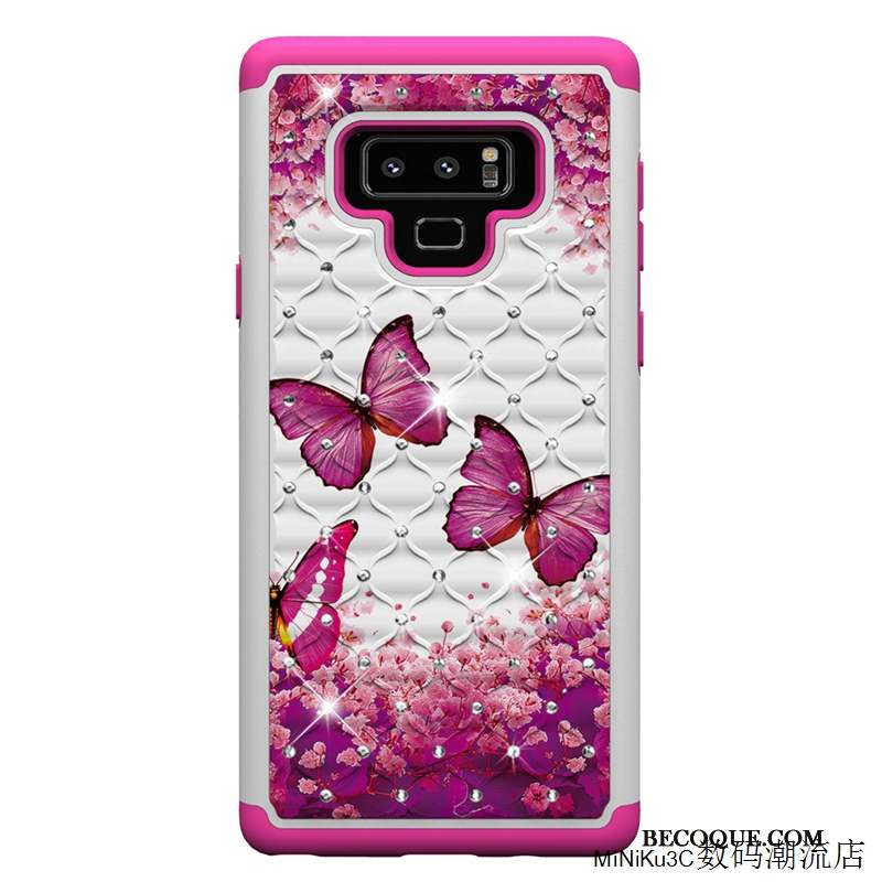 Samsung Galaxy Note 9 Coque De Téléphone Rouge Tout Compris Silicone Strass Personnalité