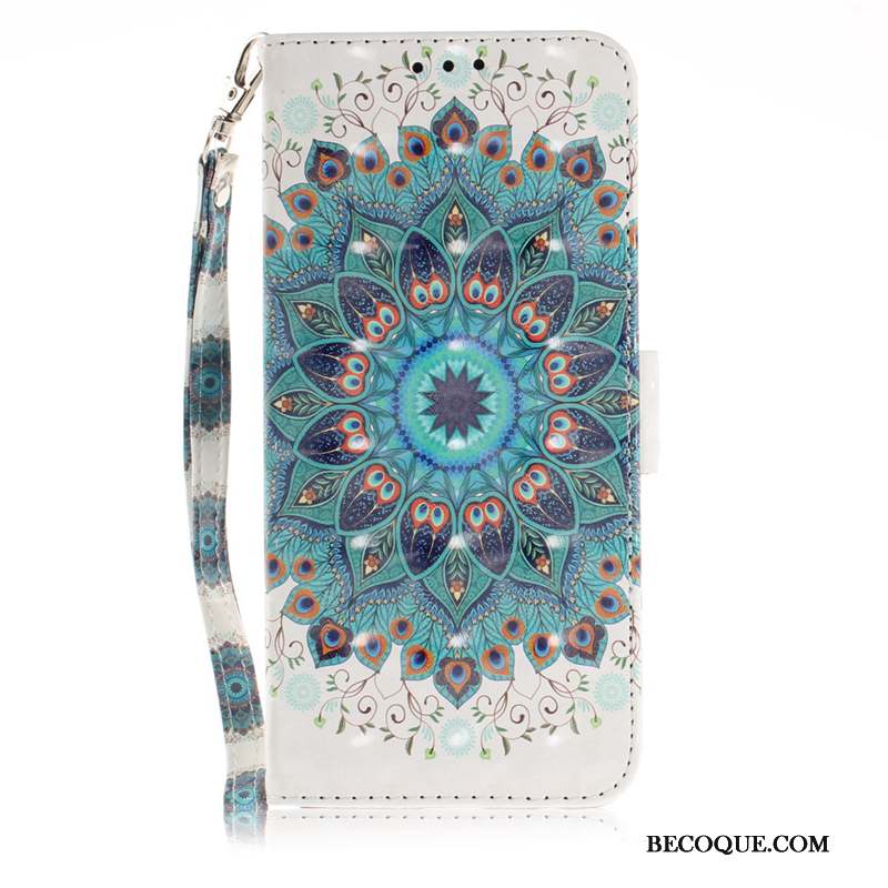 Samsung Galaxy Note 9 Coque Paon Fleur Housse Peinture Étui En Cuir Protection