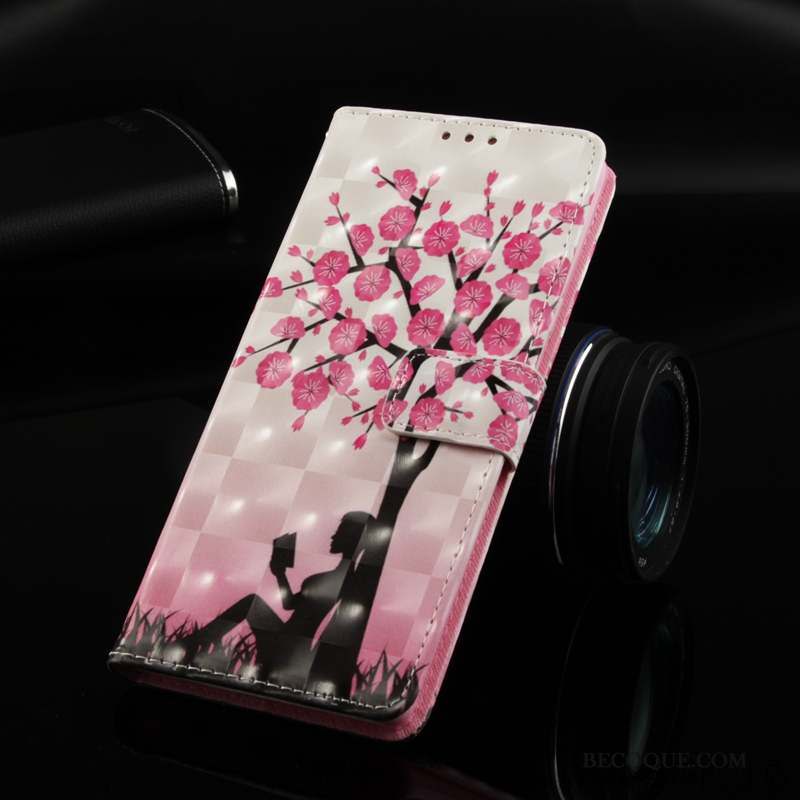 Samsung Galaxy Note 9 Coque Peinture Protection Tout Compris Étui Rose Étui En Cuir