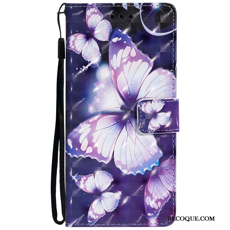 Samsung Galaxy Note 9 Incassable Violet Protection Coque De Téléphone Étui En Cuir Papillon