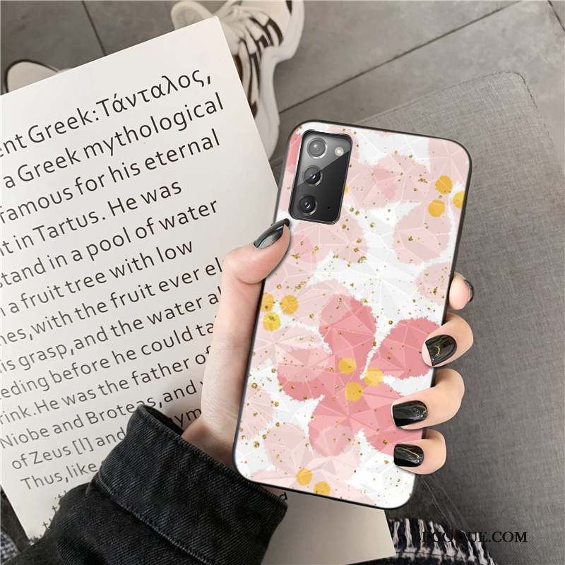 Samsung Galaxy Note20 Fleurs Or Incassable Coque De Téléphone Rose Losange