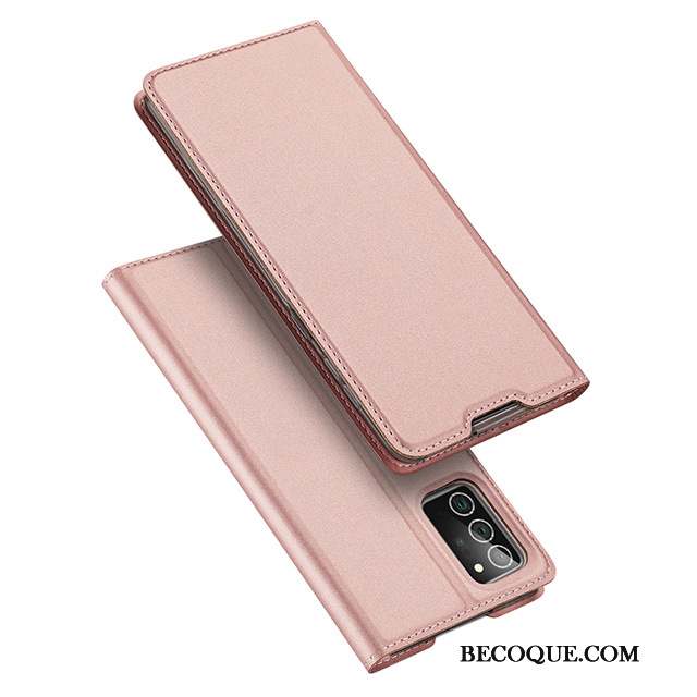 Samsung Galaxy Note20 Ultra Clamshell Magnétisme Coque De Téléphone Rose Étui En Cuir Très Mince