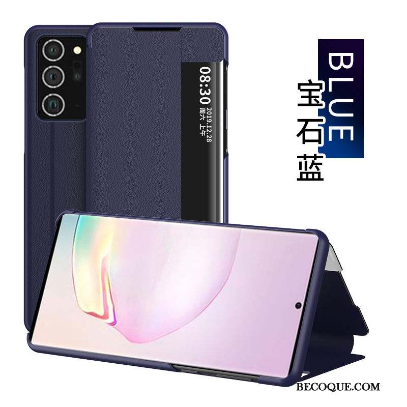 Samsung Galaxy Note20 Ultra Étui En Cuir Windows Coque De Téléphone Bleu Tout Compris Housse