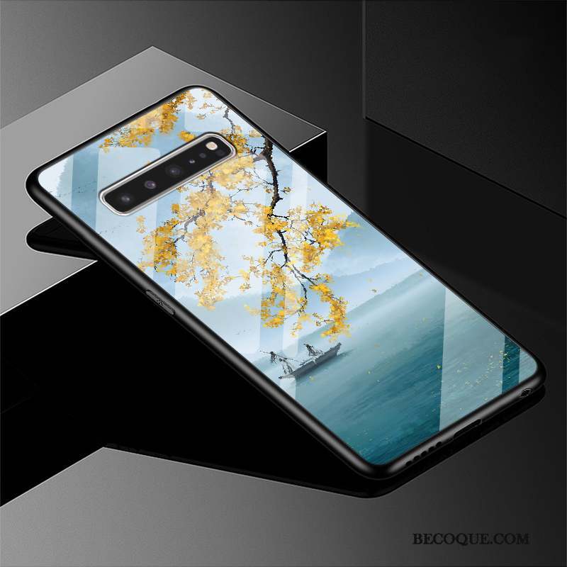 Samsung Galaxy S10 5g Bleu Miroir Verre Incassable Coque De Téléphone Protection