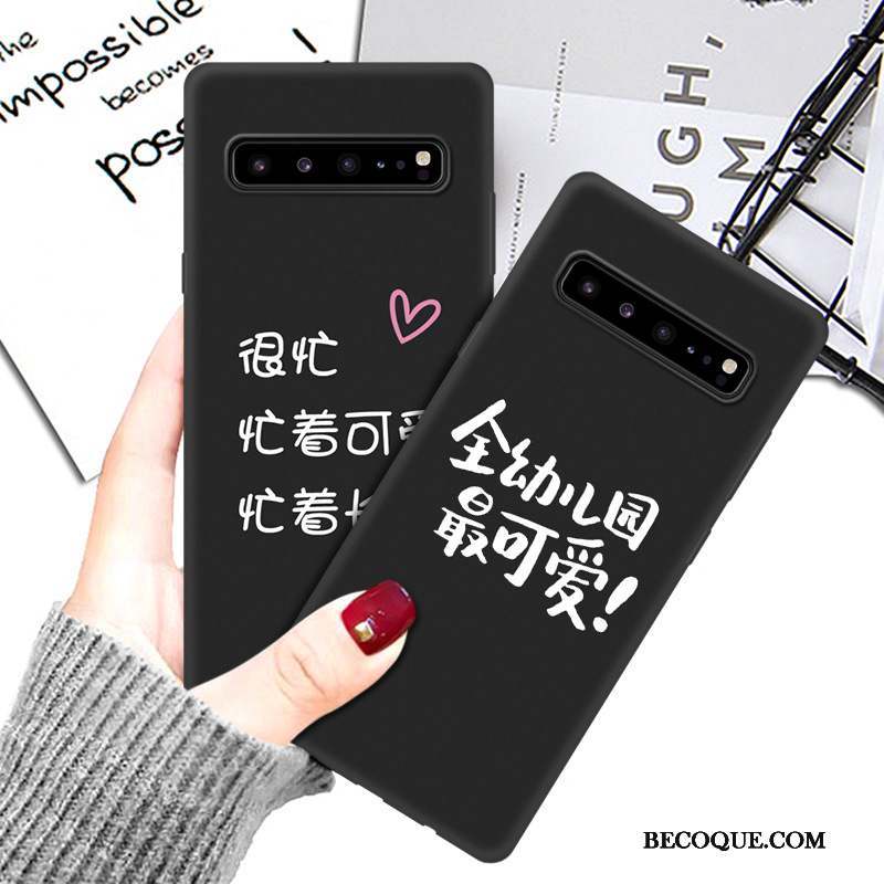 Samsung Galaxy S10 5g Coque De Téléphone Dessin Animé Net Rouge Étui Noir Protection