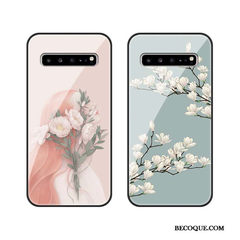 Samsung Galaxy S10 5g Coque Tout Compris Téléphone Portable Rose Verre Protection Fluide Doux