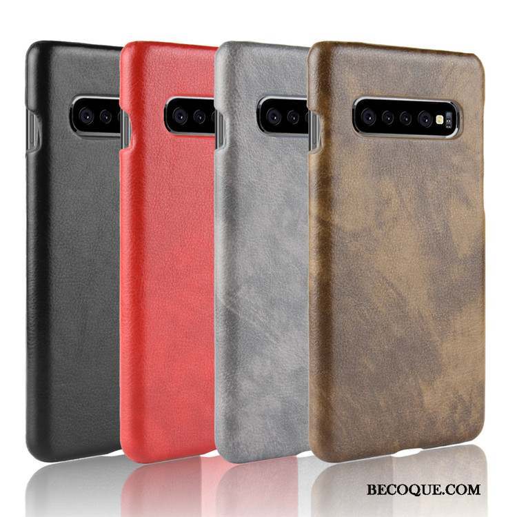 Samsung Galaxy S10 5g Litchi Coque Cuir Qualité De Téléphone Étui