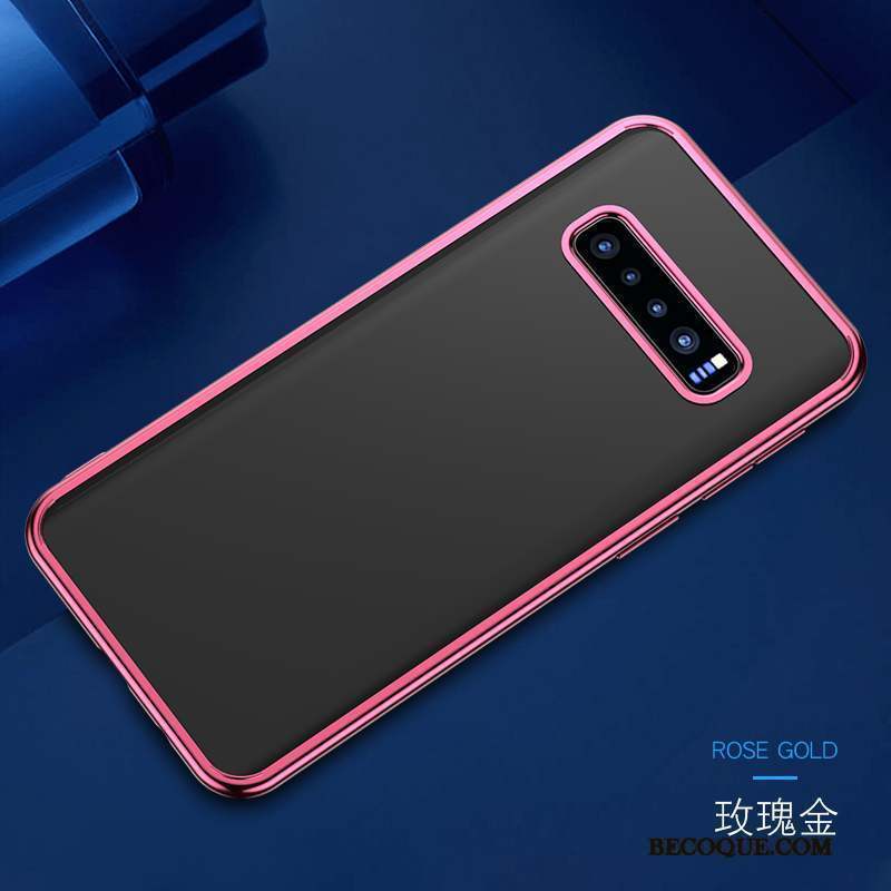 Samsung Galaxy S10+ Coque De Téléphone Étui Incassable Transparent Silicone Or