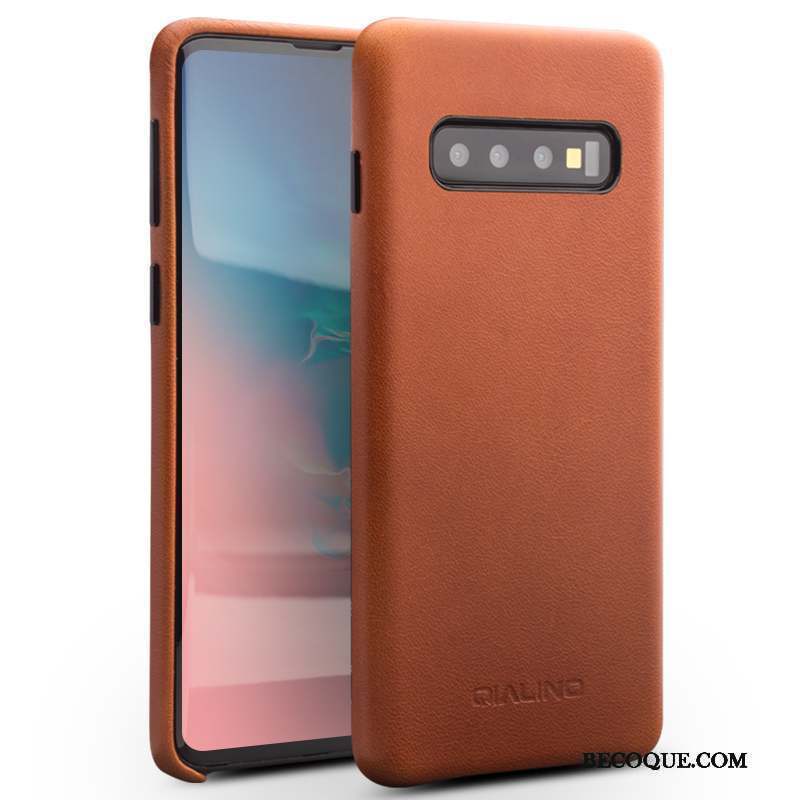 Samsung Galaxy S10 Coque Mode Cuir Véritable Téléphone Portable Légères Business Étui En Cuir