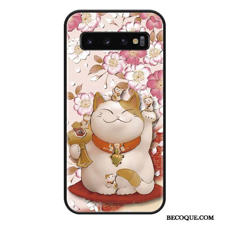 Samsung Galaxy S10 Coque Rose Mode Chat Ornements Suspendus Incassable Protection