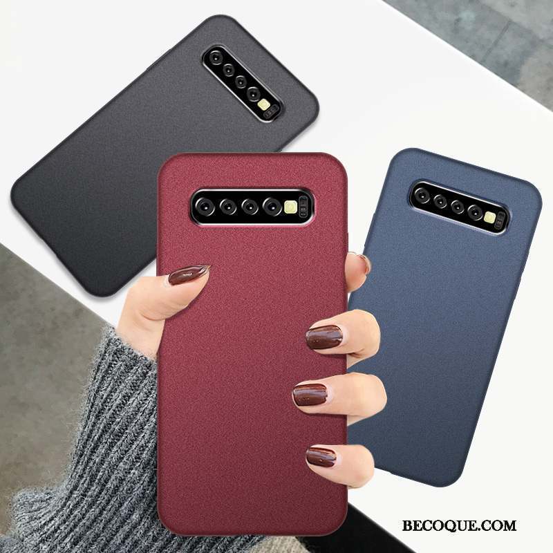 Samsung Galaxy S10+ Coque Silicone Rouge Étui Tempérer Velours Ornements Suspendus