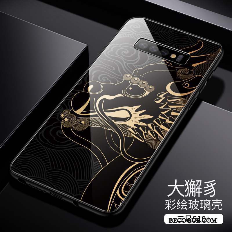 Samsung Galaxy S10+ Coque Très Mince Style Chinois Verre Étui Tout Compris Protection