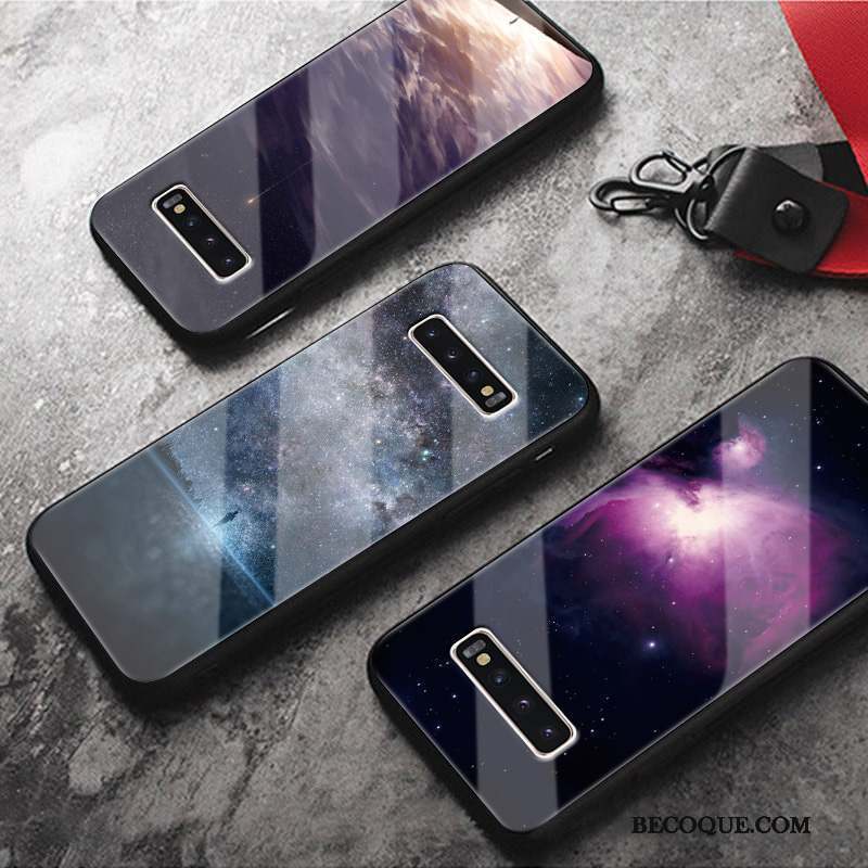 Samsung Galaxy S10 Coque Vent Créatif Incassable Silicone Verre Clair