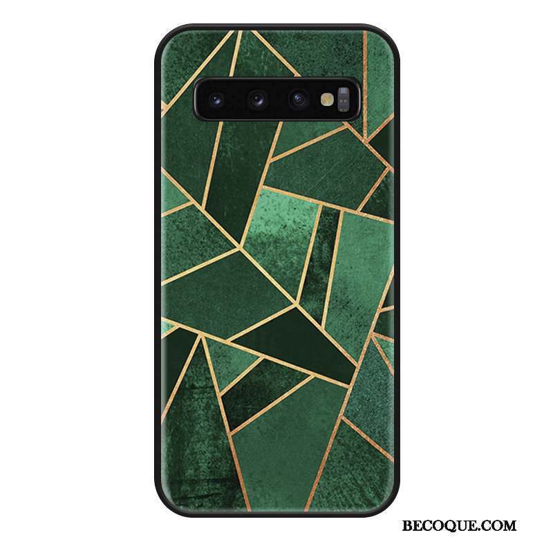 Samsung Galaxy S10 Coque Vert Fluide Doux Amoureux Protection Clair Silicone
