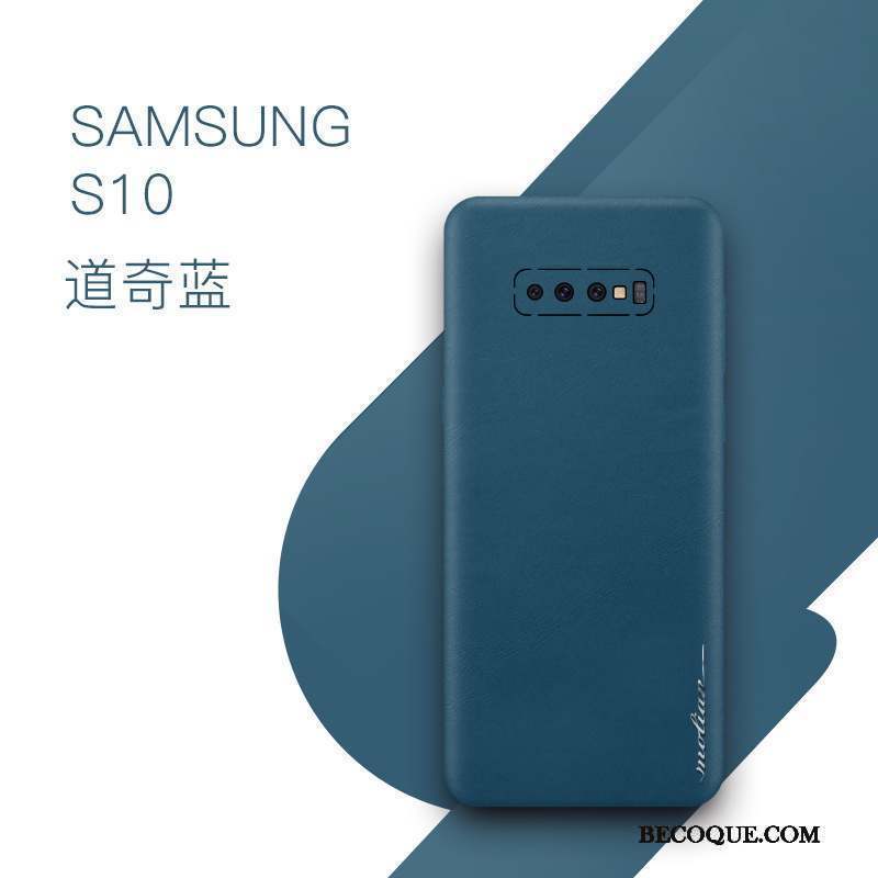 Samsung Galaxy S10 Coque Étui Cuir Véritable Protection Bleu Très Mince Créatif