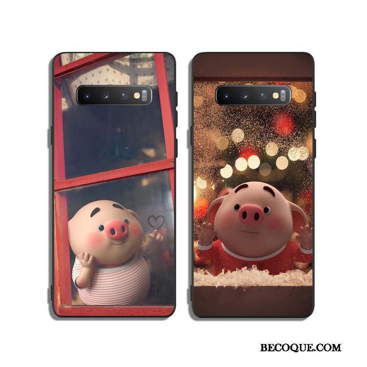 Samsung Galaxy S10+ Dessin Animé Fluide Doux Coque De Téléphone Silicone Rouge Charmant