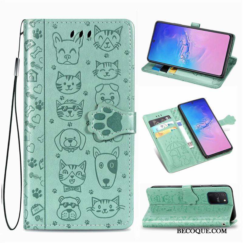 Samsung Galaxy S10 Lite Coque De Téléphone Étui En Cuir Motif Vert Clamshell Incassable