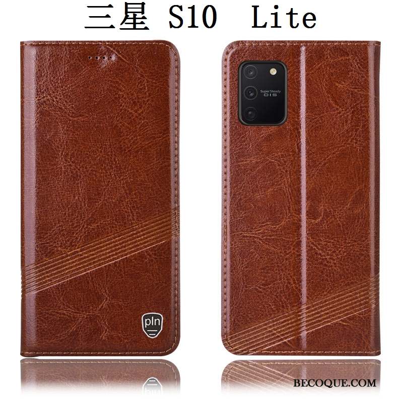 Samsung Galaxy S10 Lite Housse Tout Compris Coque De Téléphone Cuir Véritable Étui Protection