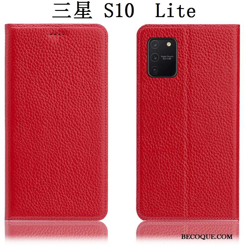 Samsung Galaxy S10 Lite Protection Modèle Fleurie Cuir Véritable Tout Compris Coque De Téléphone Étui