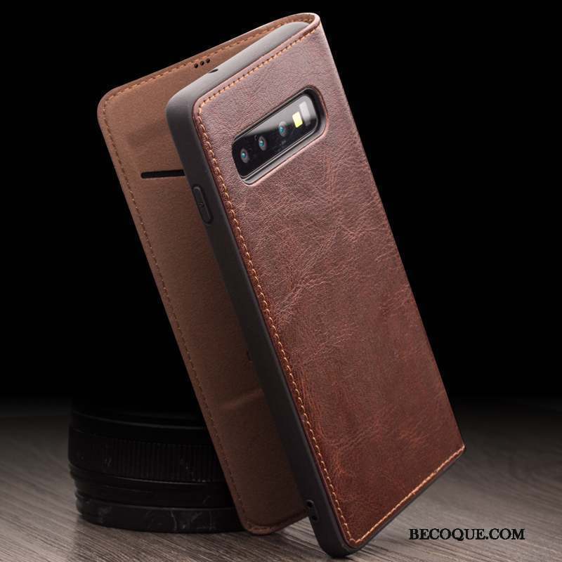 Samsung Galaxy S10+ Luxe Coque Cuir Véritable De Téléphone Tout Compris Téléphone Portable