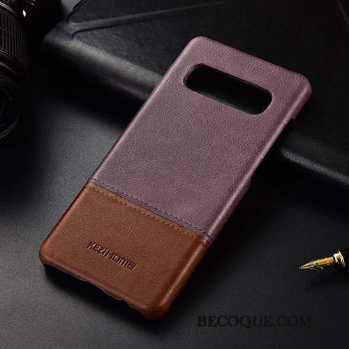 Samsung Galaxy S10+ Marron Cuir Coque Business Étui De Téléphone