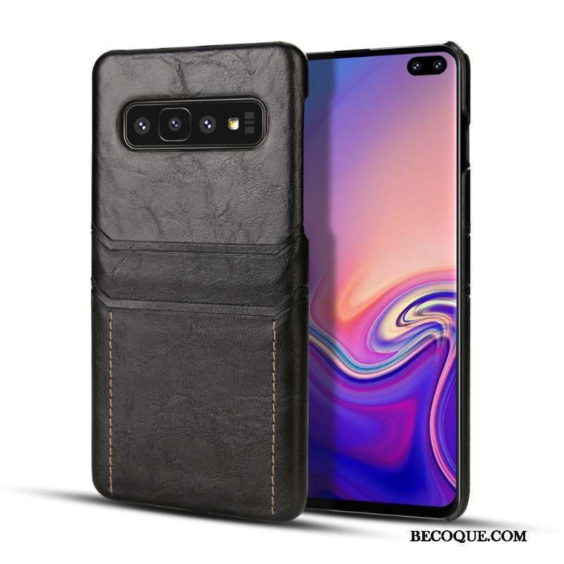 Samsung Galaxy S10+ Noir Jeunesse Étui En Cuir Incassable Business Coque De Téléphone