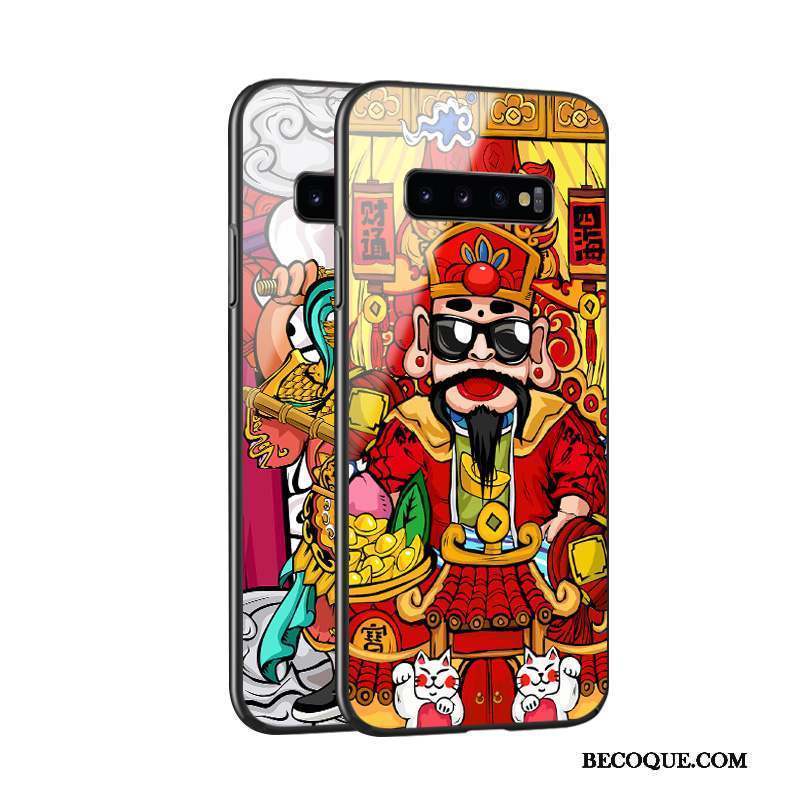 Samsung Galaxy S10 Nouveau Rouge De Fête Dieu De La Richesse Style Chinois Coque De Téléphone