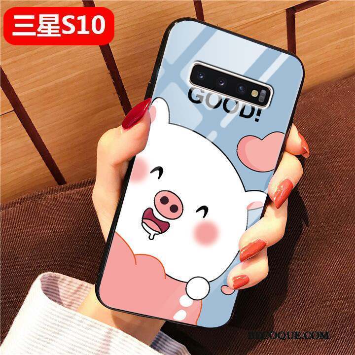 Samsung Galaxy S10 Protection Fluide Doux Silicone Charmant Net Rouge Coque