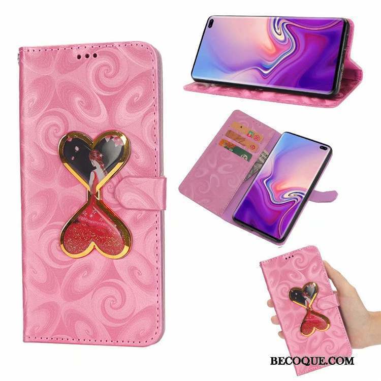 Samsung Galaxy S10+ Quicksand Coque De Téléphone Amour Incassable Protection Rose