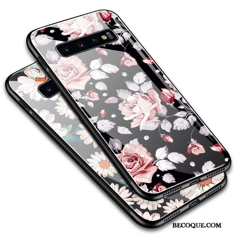 Samsung Galaxy S10+ Simple Rose Noir Tendance Coque De Téléphone Étui