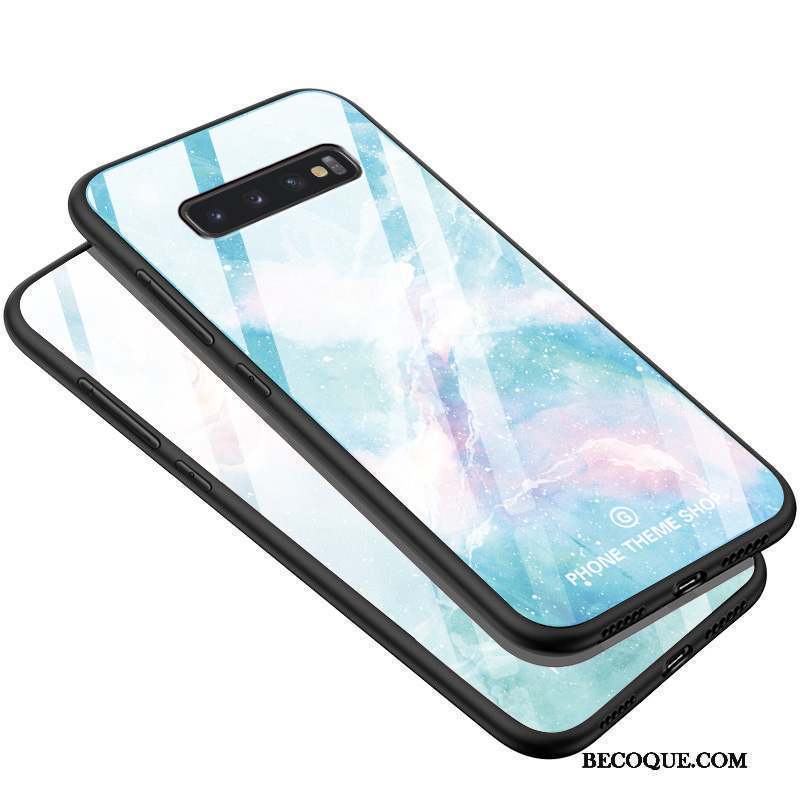 Samsung Galaxy S10 Étui Bleu Difficile Protection Coque Verre