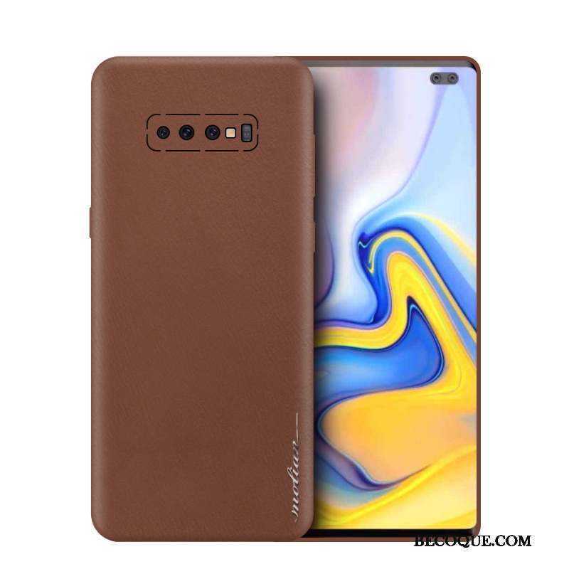 Samsung Galaxy S10+ Étui Créatif Coque De Téléphone Protection Très Mince Cuir Véritable