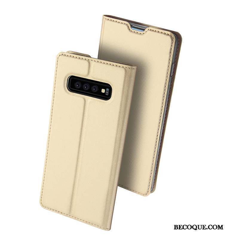 Samsung Galaxy S10 Étui En Cuir Carte Fluide Doux Housse Coque De Téléphone Or