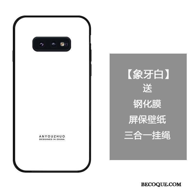 Samsung Galaxy S10e Coque De Téléphone Dégradé De Couleur Blanc Simple Tout Compris Verre Trempé
