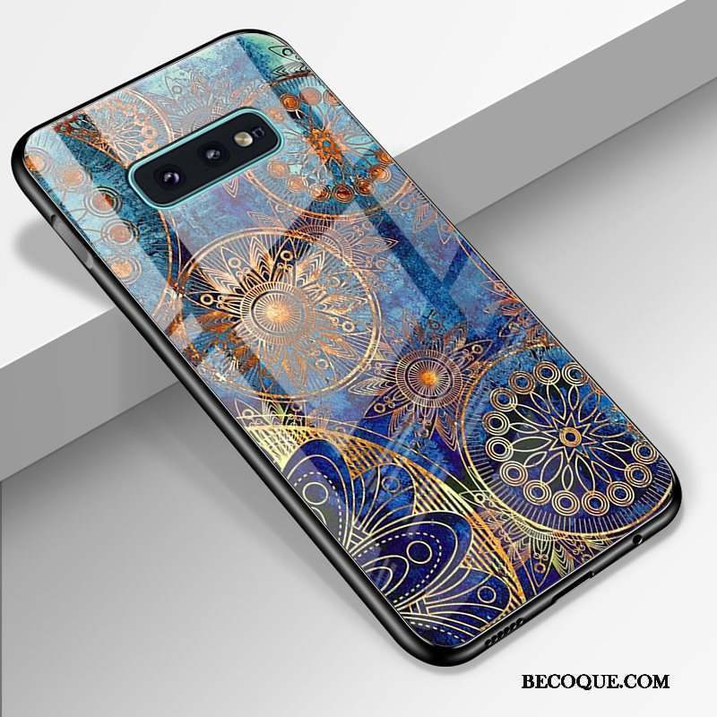 Samsung Galaxy S10e Dessin Animé Verre Trempé Bleu Luxe Créatif Coque De Téléphone