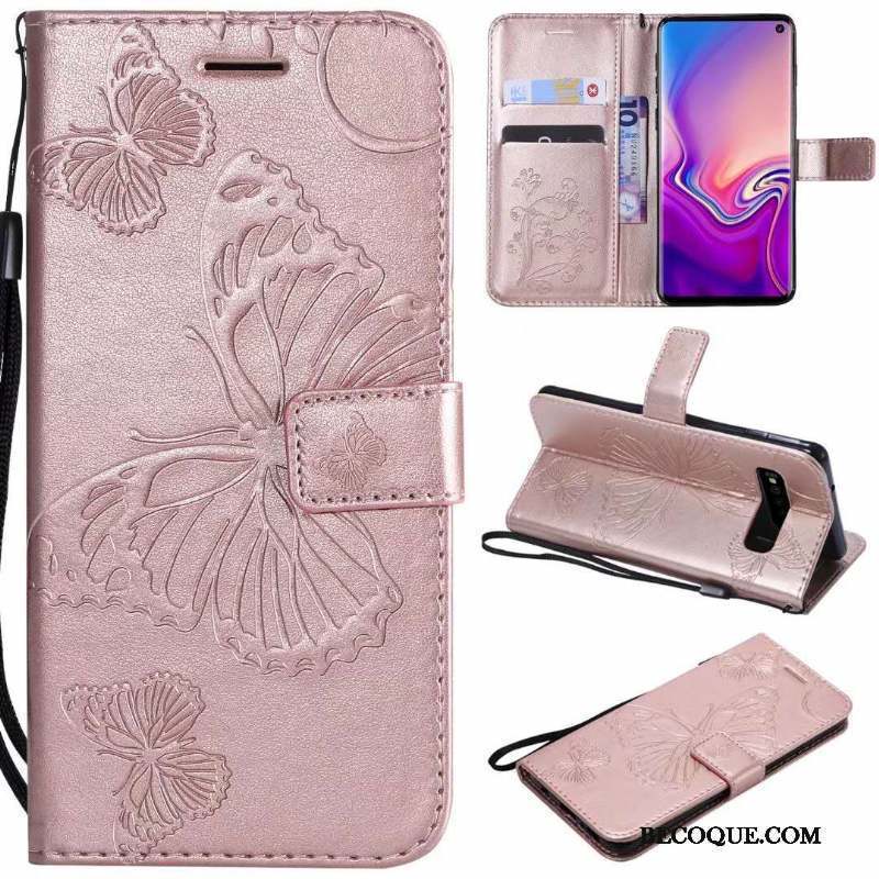 Samsung Galaxy S10e Ornements Suspendus Housse Coque De Téléphone Protection Étui En Cuir Rose