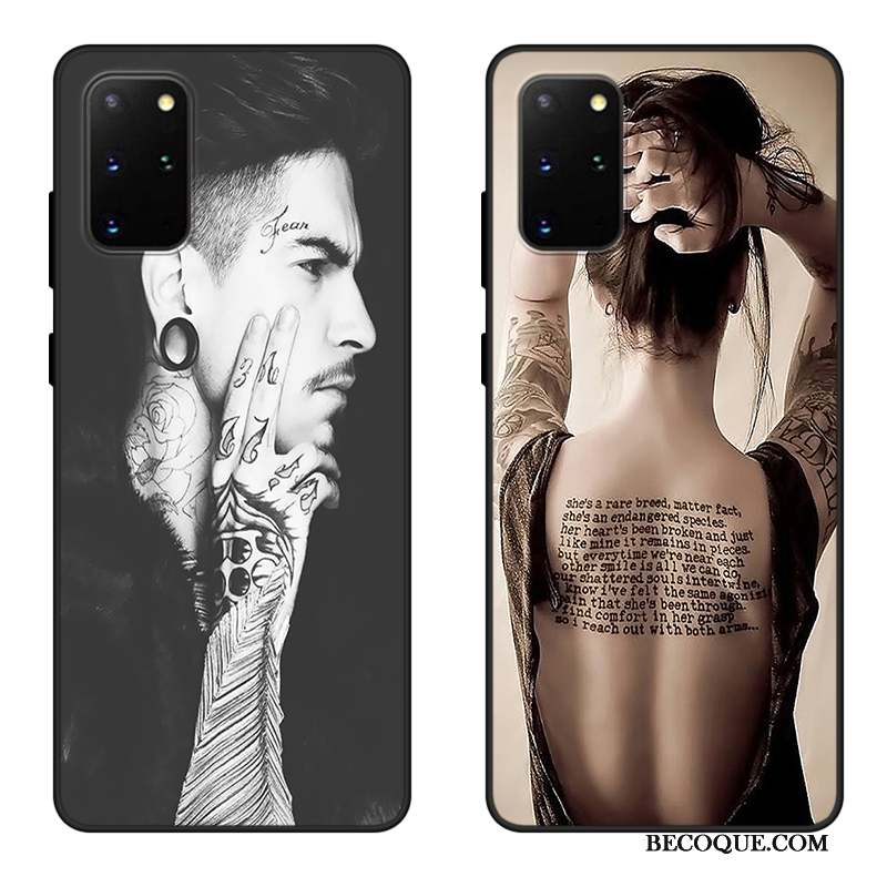 Samsung Galaxy S20+ Coque Amoureux Fluide Doux Silicone Europe Personnalisé Noir