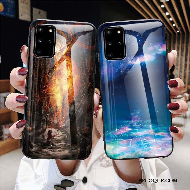 Samsung Galaxy S20+ Coque De Téléphone Étui Cerf Verre Tendance Bleu