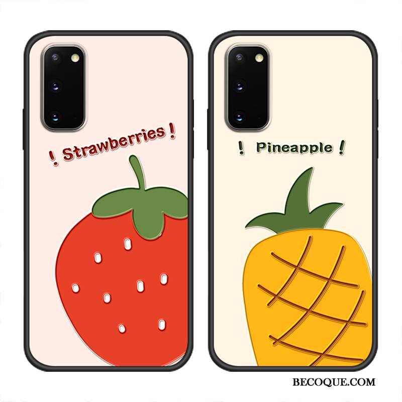 Samsung Galaxy S20 Coque Jaune Gaufrage Tout Compris Incassable Fruit Fraise