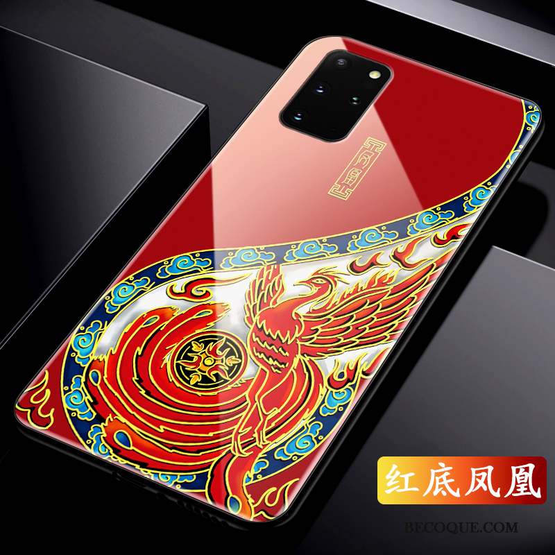 Samsung Galaxy S20+ Coque Rouge Style Chinois Créatif Protection Tendance Très Mince