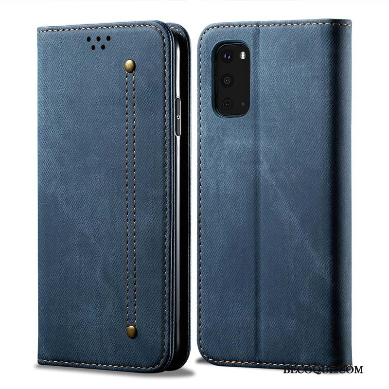 Samsung Galaxy S20 Coque Étui Protection Manuel Téléphone Portable Business Bleu