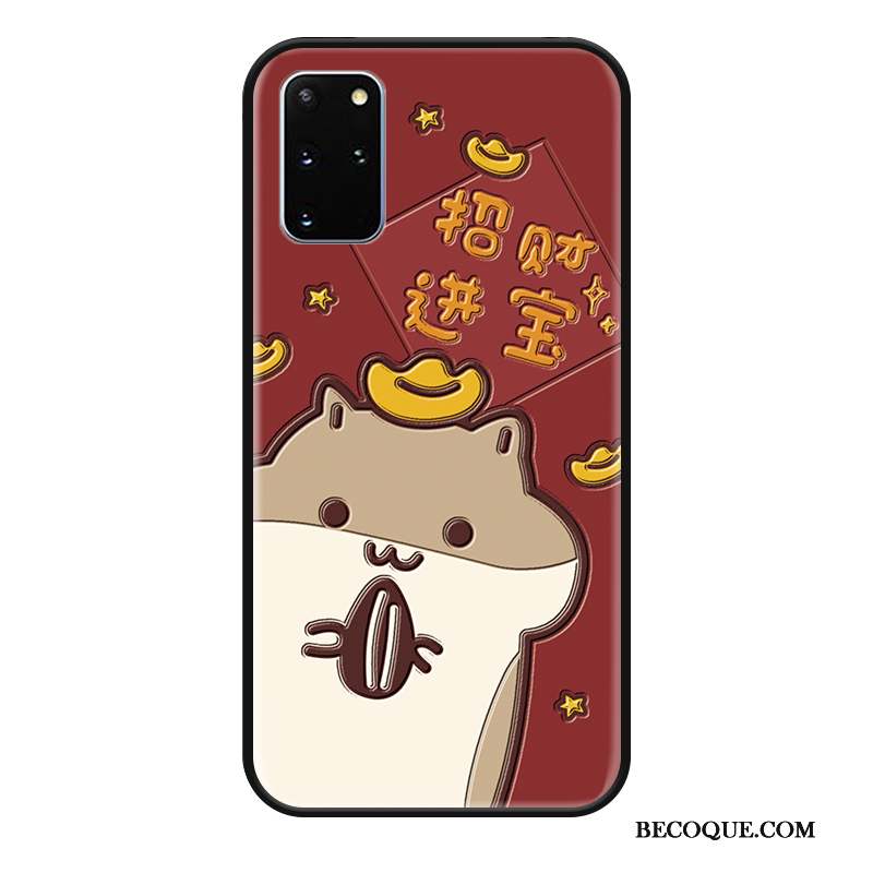 Samsung Galaxy S20+ Dessin Animé Gaufrage Coque De Téléphone Mode Délavé En Daim Richesse