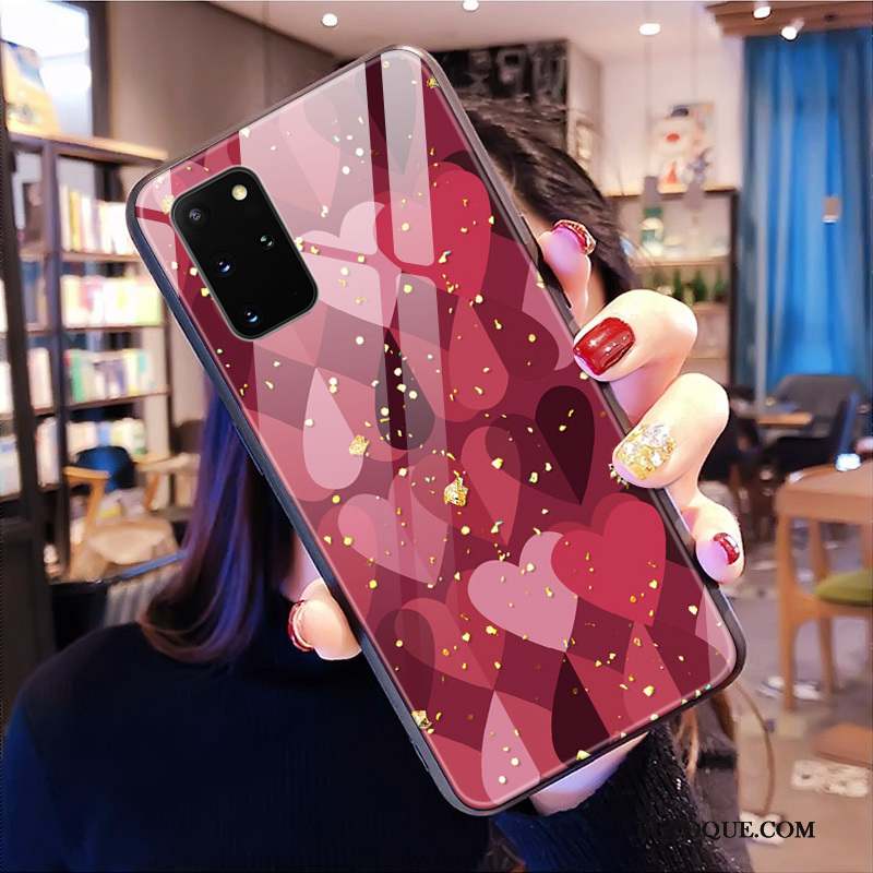 Samsung Galaxy S20+ Léopard Coque De Téléphone Miroir Rouge Verre Net Rouge